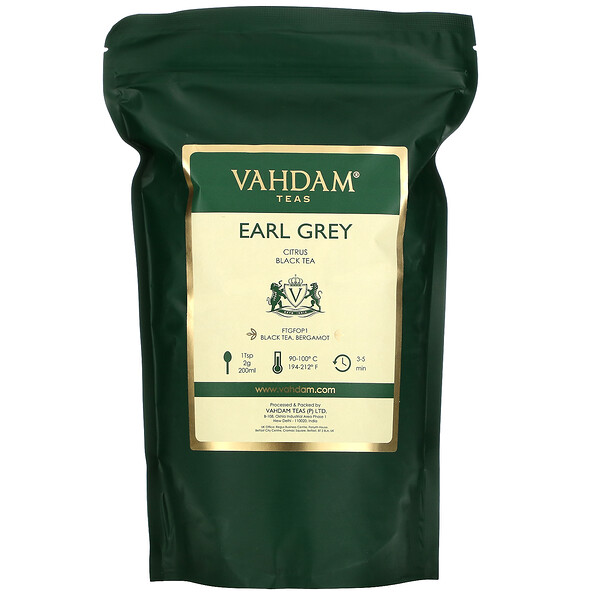 Earl Grey, Черный чай с цитрусовыми, 16,01 унции (454 г) Vahdam Teas