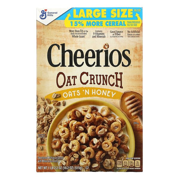 Cheerios Oat Crunch, Oats 'N Honey, 18,2 унции (515 г) General Mills