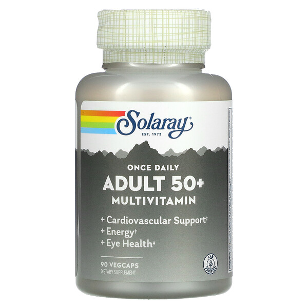 Один раз в день, мультивитамины для взрослых старше 50 лет, 90 растительных капсул Solaray