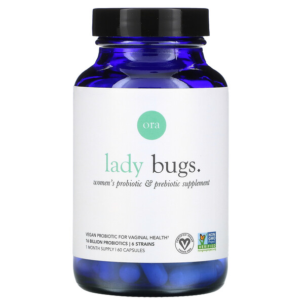 Lady Bugs, Женская добавка с пробиотиками и пребиотиками, 60 капсул ORA