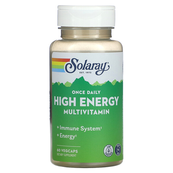 Once Daily, Высокоэнергетические мультивитамины, без железа, 60 растительных капсул Solaray