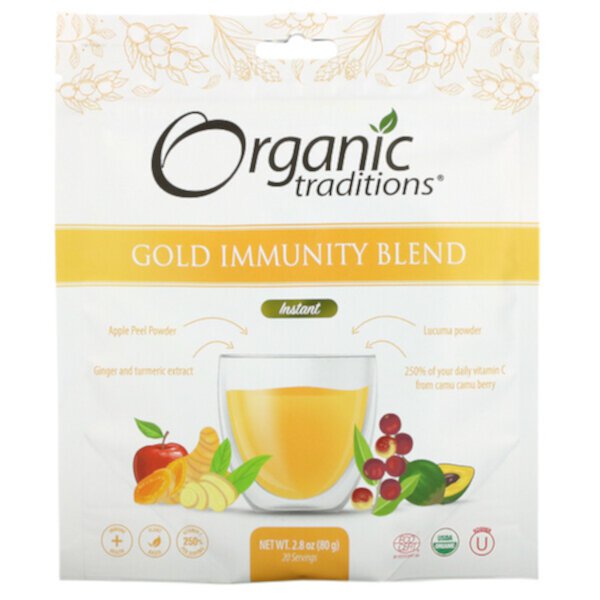 Gold Immunity Blend, быстрорастворимый, 2,8 унции (80 г) Organic Traditions