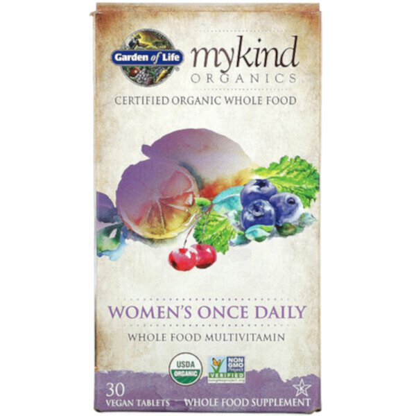 MyKind Organics, Мультивитамины для женщин, принимаемые один раз в день, 30 веганских таблеток Garden of Life