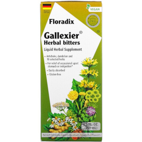 Floradix, Gallexier Herbal Bitters, жидкая травяная добавка, 8,5 жидких унций (250 мл) Gaia Herbs