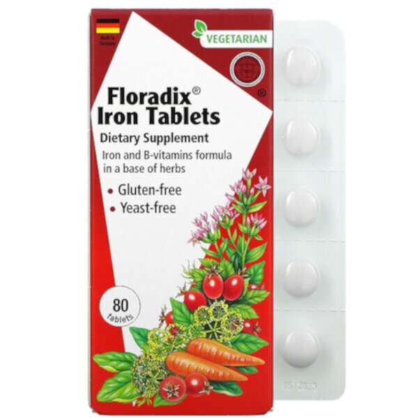 Floradix, Таблетки железа, 80 таблеток Gaia Herbs