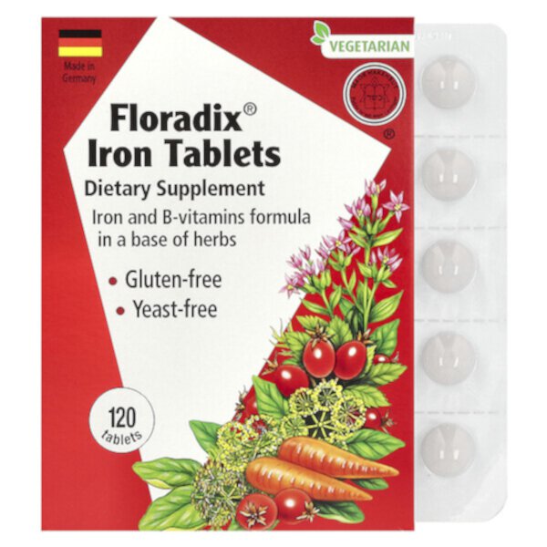 Floradix, Таблетки с Железом - 120 таблеток - Gaia Herbs Gaia Herbs