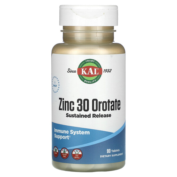 Zinc 30 Orotate, пролонгированное высвобождение, 90 таблеток KAL