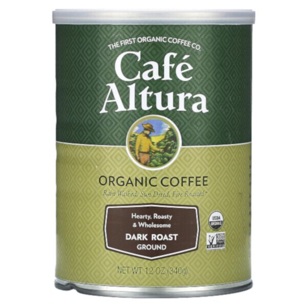 Органический кофе, молотый, темной обжарки, 12 унций (340 г) Cafe Altura