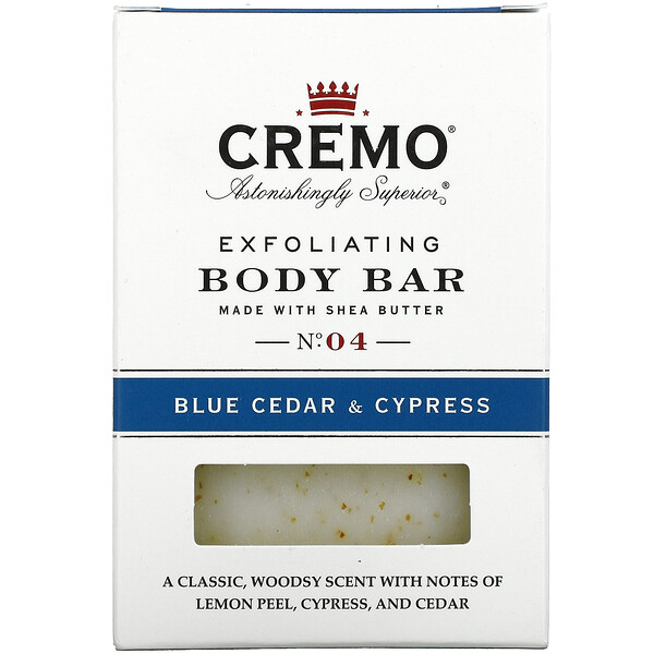 Отшелушивающее мыло для тела, № 4, голубой кедр и кипарис, 6 унций (170 г) Cremo