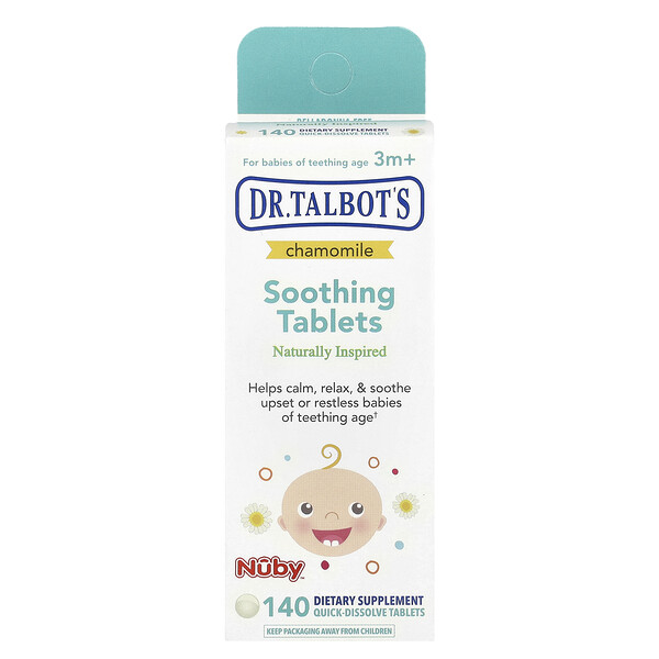 Растительные средства для прорезывания зубов Dr. Talbot's Chamomile Soothing Tablets, 3 м+, 140 растворимых таблеток Dr. Talbot's