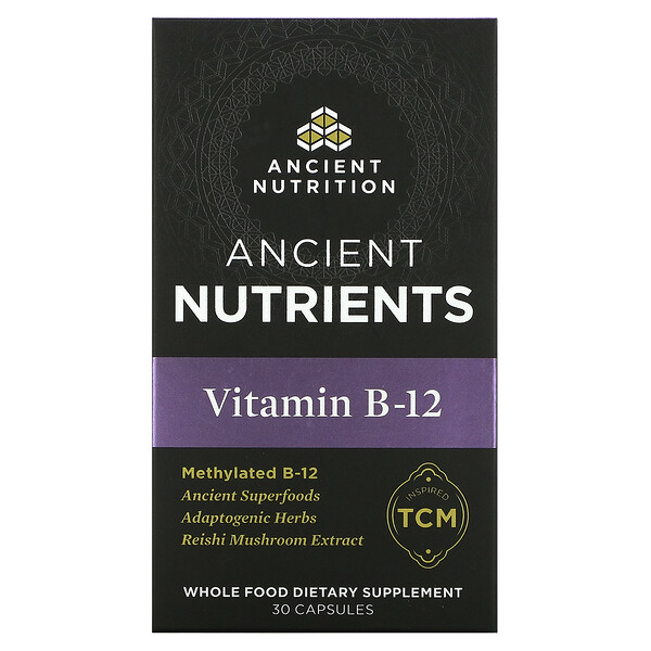 Витамин B-12, 30 капсул Dr. Axe / Ancient Nutrition