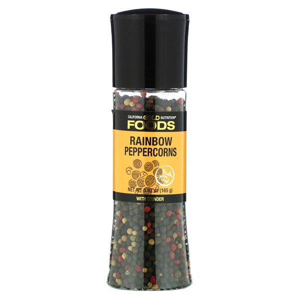 FOODS - Мельница для перца Rainbow, 165 г (5,82 унции) California Gold Nutrition