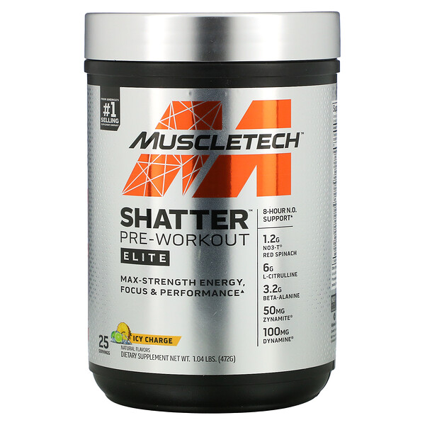 Shatter Pre-Workout Elite, Ледяной заряд, 1,04 фунта (472 г) Muscletech