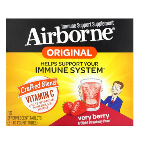 Добавка для поддержки иммунитета, Very Berry, 3 тюбика, по 10 шипучих таблеток в каждом AirBorne