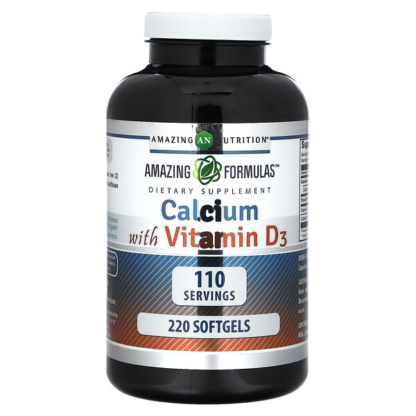 Amazing Formulas, Кальций с витамином D3, 220 мягких таблеток Amazing Nutrition