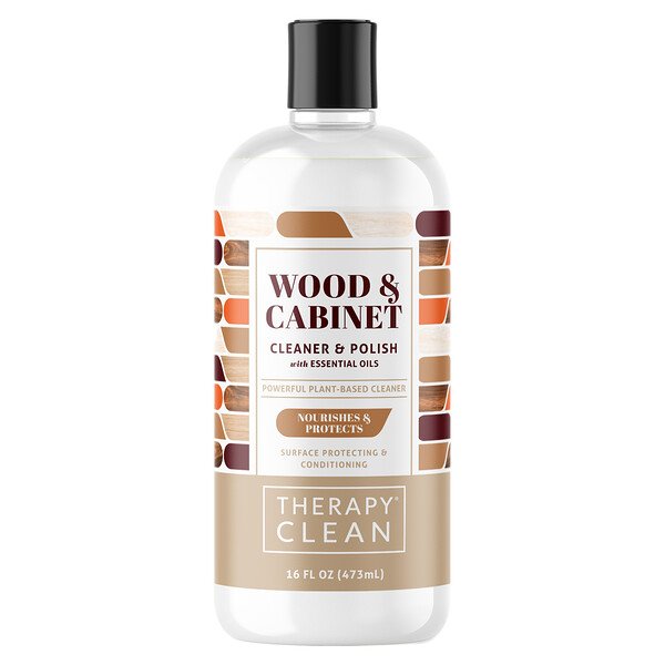 Wood & Cabinet, Средство для чистки и полировки с эфирными маслами, 16 жидких унций (473 мл) Therapy Clean