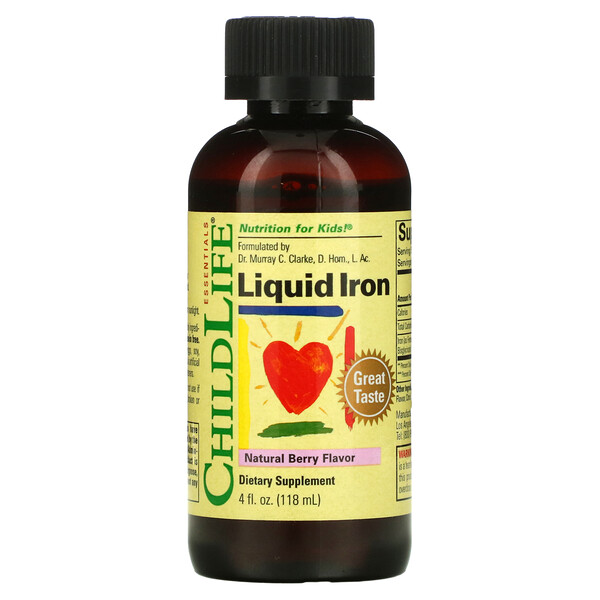 Liquid Iron, Натуральный ягодный вкус, 4 жидких унции (118 мл) ChildLife Essentials