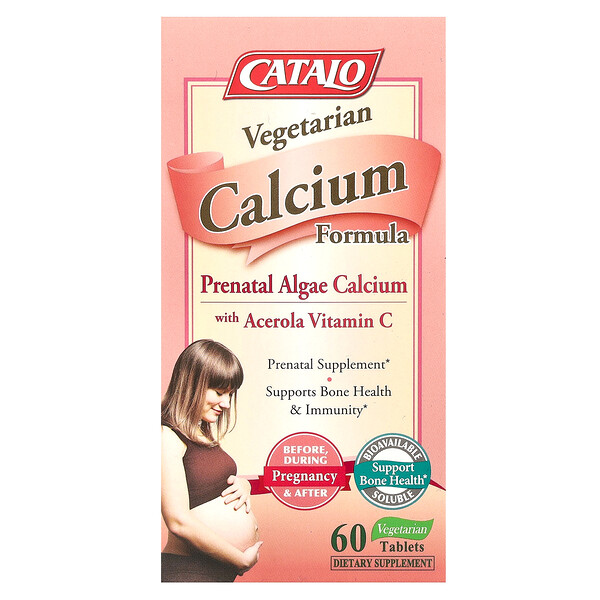 Вегетарианская формула кальция с витамином C из ацеролы - 60 вегетарианских таблеток - Catalo Naturals Catalo Naturals