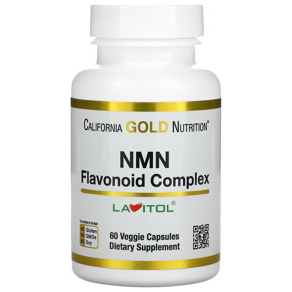 NMN, Никотинамидмононуклеотид, флавоноидный комплекс, 60 растительных капсул California Gold Nutrition