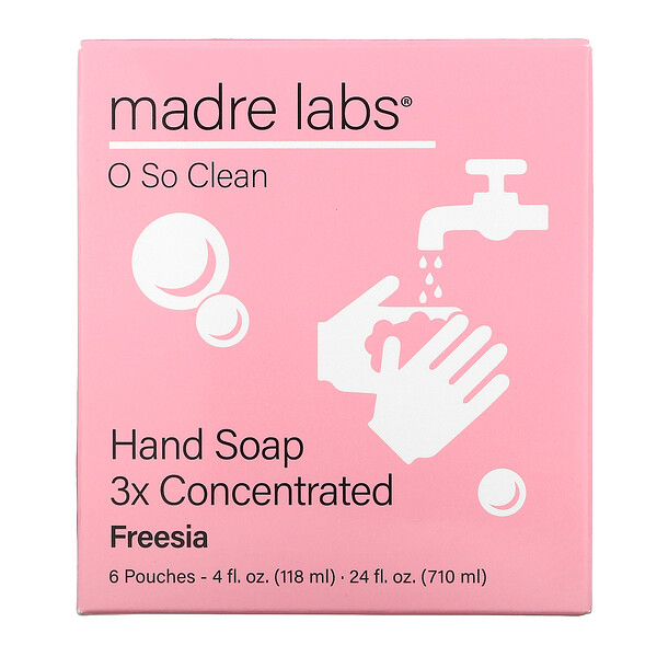 Мыло для рук, 3 сменных блока концентрата, фрезия, 6 пакетиков по 4 жидких унции (118 мл) каждый Madre Labs
