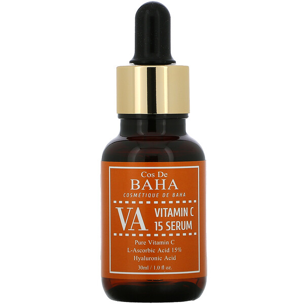 VA, Сыворотка с витамином С и 15% аскорбиновой кислотой, 1 жидкая унция (30 мл) Cos De BAHA