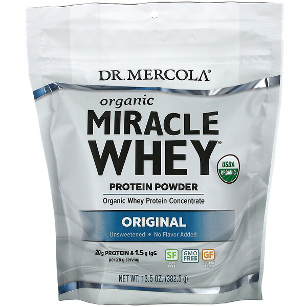 Органический сывороточный протеин в порошке Miracle, оригинальный, 13,5 унций (382,5 г) Dr. Mercola