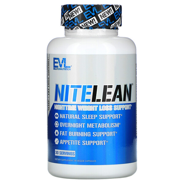 NiteLean, Средство для снижения веса в ночное время, 30 растительных капсул EVLution Nutrition