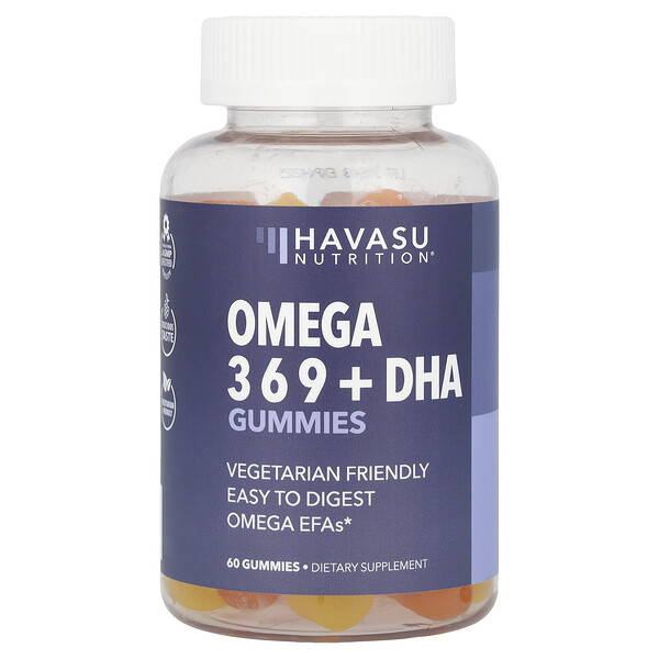 Omega 3 6 9 + DHA Gummies (Жевательные конфеты), Natural Lemon & Orange, 60 Gummies Havasu Nutrition