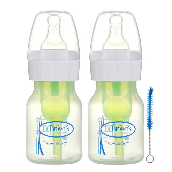Natural Flow, Антиколиковая бутылочка, от 0 до 1 месяца, 2 упаковки по 2 унции (60 мл) каждая Dr. Brown's