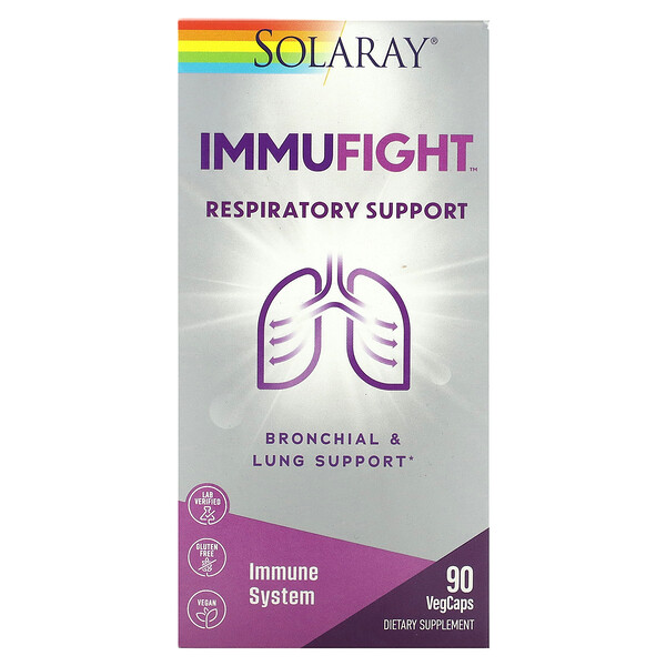ImmuFight, Поддержка органов дыхания, 90 растительных капсул Solaray
