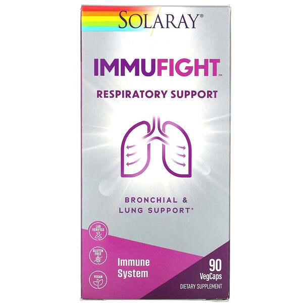 ImmuFight, Поддержка органов дыхания, 90 растительных капсул Solaray