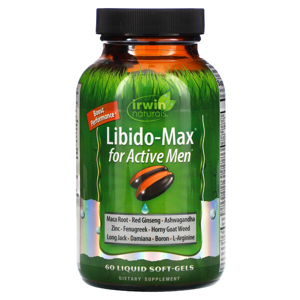 Libido-Max для активных мужчин, 60 мягких капсул с жидкостью Irwin Naturals
