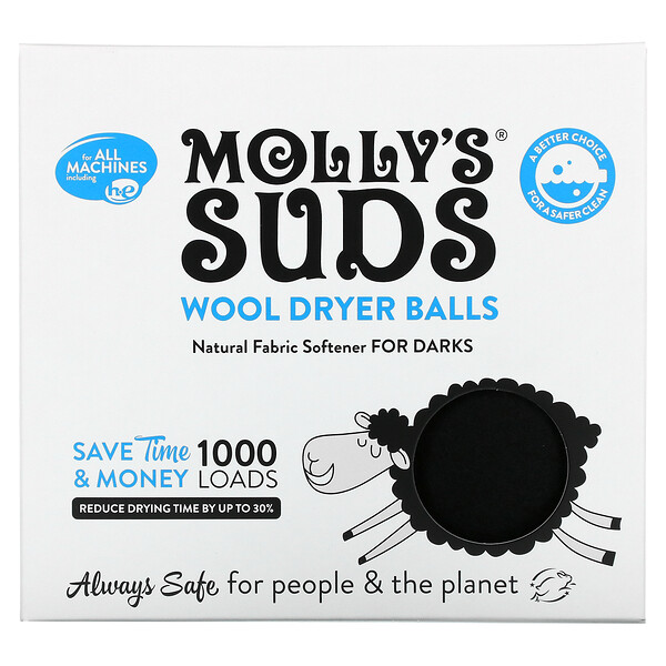 Шарики для сушки шерсти, для темных вещей, 3 шарика Molly's Suds