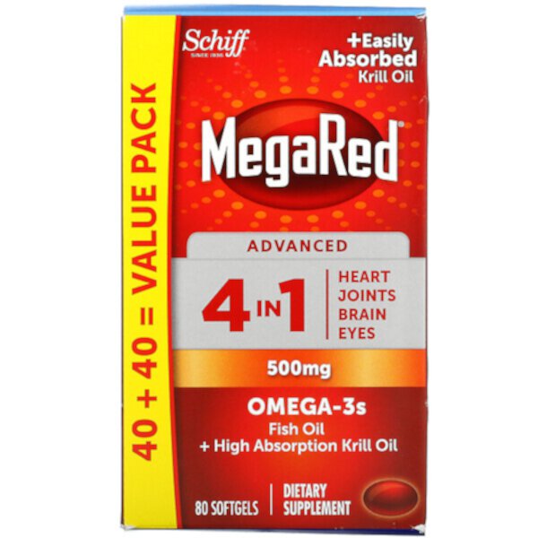 MegaRed, Advanced 4 в 1, 500 мг, 80 мягких желатиновых капсул Schiff