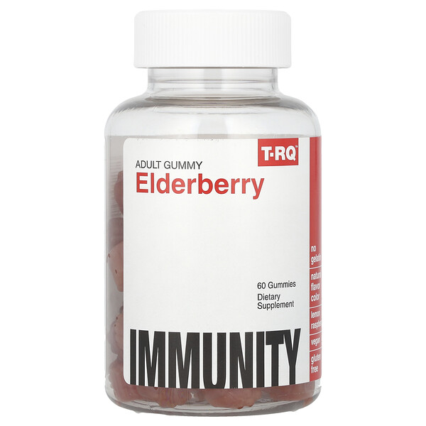 Elderberry, Immunity, лимонная малина, 60 жевательных конфет T-RQ