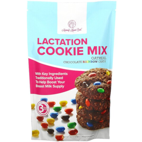 Lactation Cookie Mix, Овсяно-шоколадная радужная конфета, 16 унций (454 г) Mommy Knows Best