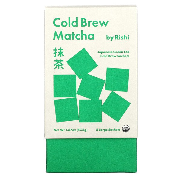 Cold Brew Matcha, японский зеленый чай, 5 больших пакетиков, 1,67 унции (47,5 г) Rishi Tea