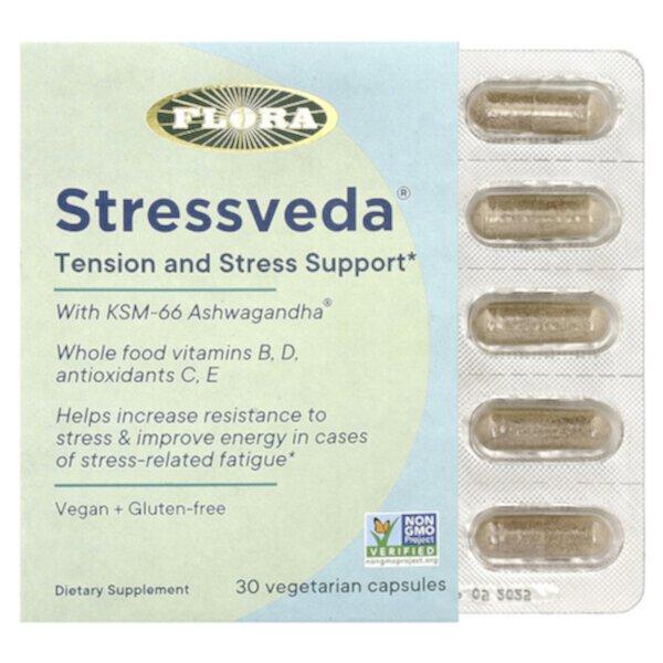 Стрессведа с КСМ-66 Ашвагандха, 30 вегетарианских капсул Flora