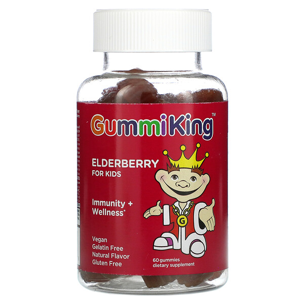 Elderberry for Kids, Immunity + Wellness, малина, 60 жевательных конфет GummiKing