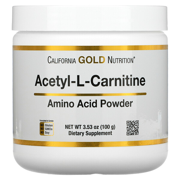 Ацетил L-карнитин, порошок аминокислот, 3,53 унции (100 г) California Gold Nutrition