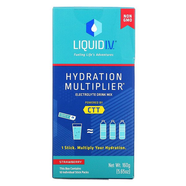 Hydration Multiplier, Смесь электролитов для напитков, клубника, 10 индивидуальных стиков по 0,56 унции (16 г) каждая Liquid I.V.
