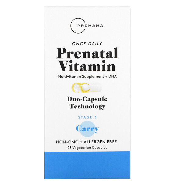 Once Daily Prenatal Vitamin, Stage 3 Carry, 28 вегетарианских капсул Premama