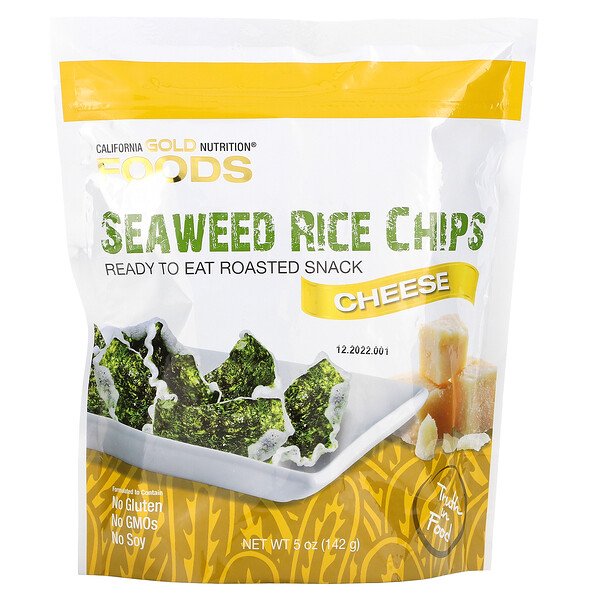 Рисовые чипсы с морскими водорослями, сыр, 5 унций (142 г) California Gold Nutrition