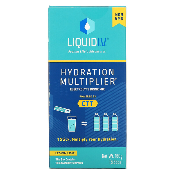 Hydration Multiplier, Смесь электролитов для напитков, лимон и лайм, 10 индивидуальных пакетиков-стиков по 0,56 унции (16 г) каждый Liquid I.V.