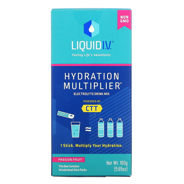Hydration Multiplier, Смесь электролитов для питья, маракуйя, 10 индивидуальных пакетиков-стиков по 0,56 унции (16 г) каждый Liquid I.V.