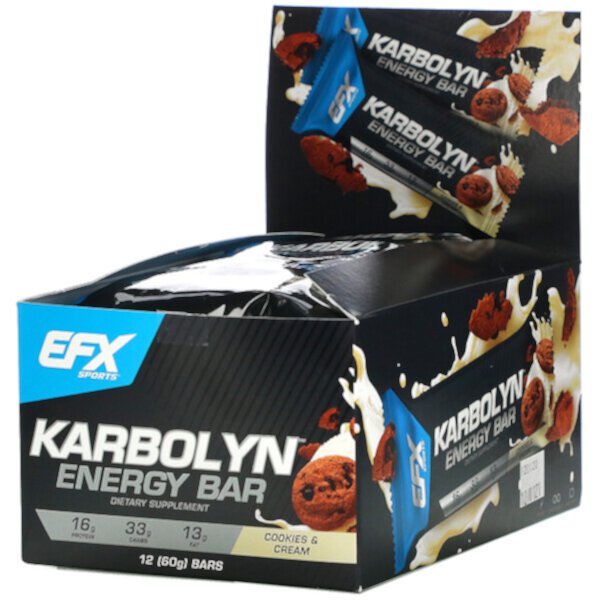 Энергетический батончик Karbolyn, печенье и сливки, 12 батончиков по 2,12 (60 г) каждый EFX Sports