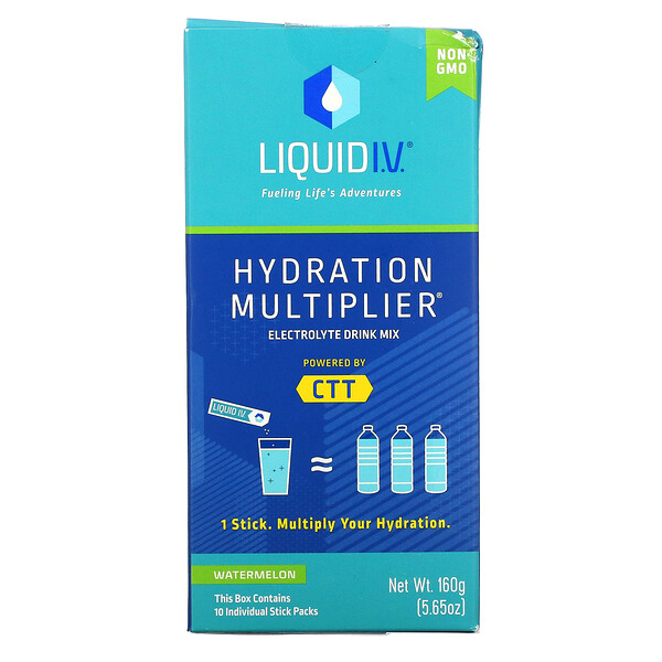 Hydration Multiplier, Смесь электролитов для питья, арбуз, 10 индивидуальных стиков по 0,56 унции (16 г) каждая Liquid I.V.