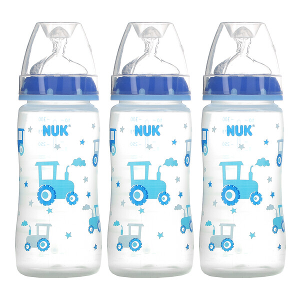 Smooth Flow, Антиколиковая бутылочка, от 0 месяцев, 3 упаковки по 10 унций (300 мл) каждая NUK