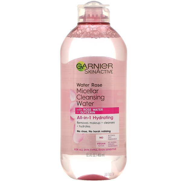SkinActive, Мицеллярная очищающая вода Water Rose с розовой водой и глицерином, 13,5 жидких унций (400 мл) Garnier
