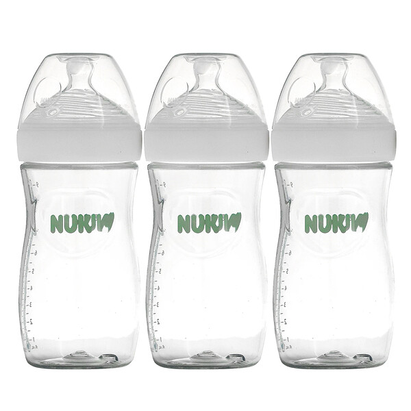 Simply Natural, Бутылочки, белые, от 1 месяца, средние, 3 упаковки по 9 унций (270 мл) каждая NUK